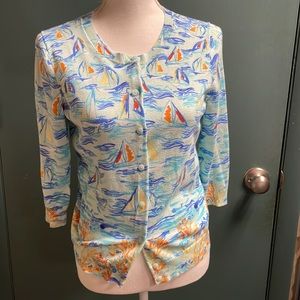 Talbots boats and coral button down cardigan